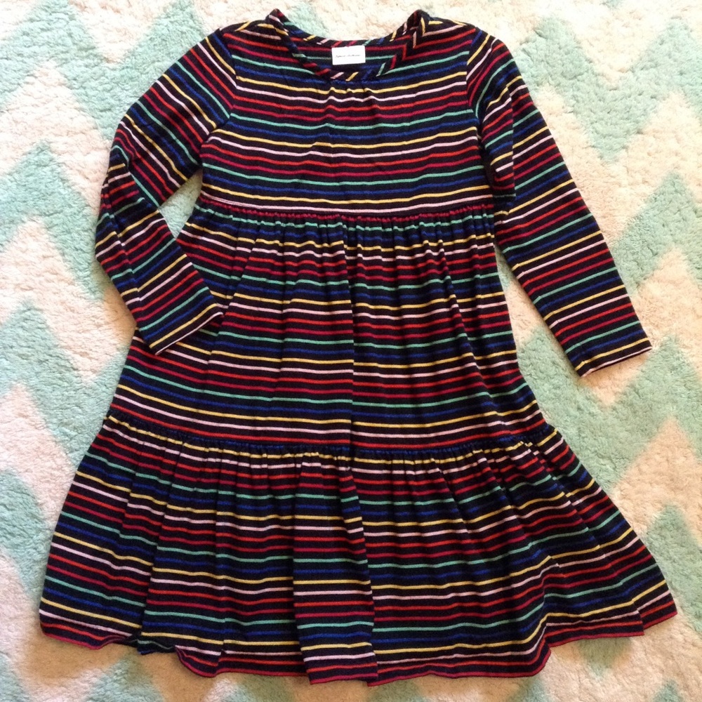 HANNA ANDERSSON striped jersey knit dress 130 7 8